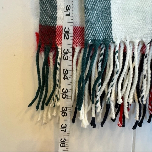 NEW J.Crew Oversized Blanket Scarf Plaid White Green Red Navy Blue 48โx 74โ - Picture 5 of 6